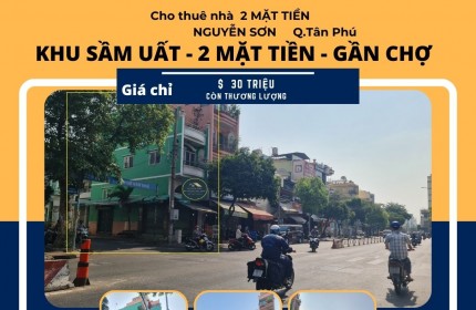 Cho thuê nhà 2 MẶT TIỀN Nguyễn Sơn 42m2, 2 Lầu, 30 triệu - gần chợ